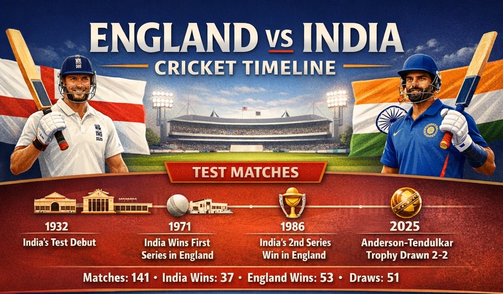 england cricket team vs india national cricket team timeline